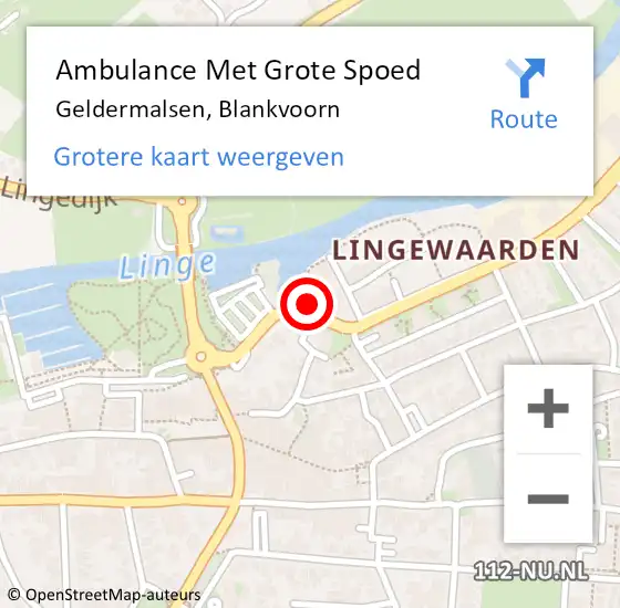 Locatie op kaart van de 112 melding: Ambulance Met Grote Spoed Naar Geldermalsen, Blankvoorn op 12 juli 2022 12:15