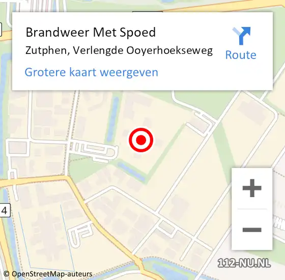 Locatie op kaart van de 112 melding: Brandweer Met Spoed Naar Zutphen, Verlengde Ooyerhoekseweg op 12 juli 2022 12:27