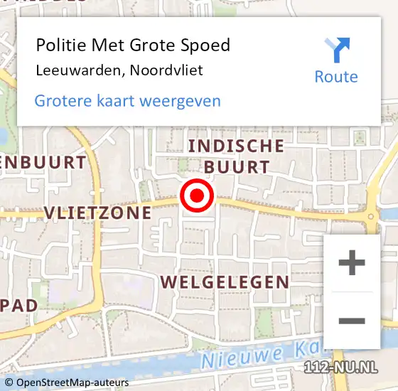 Locatie op kaart van de 112 melding: Politie Met Grote Spoed Naar Leeuwarden, Noordvliet op 12 juli 2022 12:28