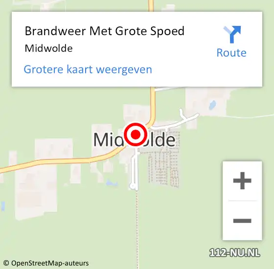 Locatie op kaart van de 112 melding: Brandweer Met Grote Spoed Naar Midwolde op 12 juli 2022 12:34