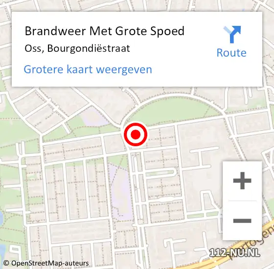 Locatie op kaart van de 112 melding: Brandweer Met Grote Spoed Naar Oss, Bourgondiëstraat op 12 juli 2022 12:38