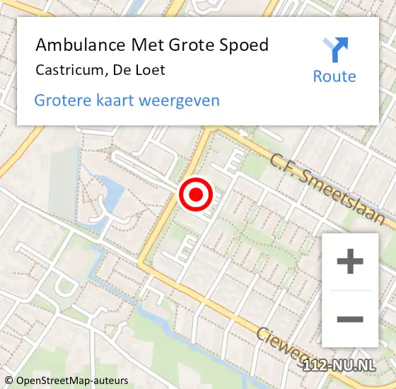 Locatie op kaart van de 112 melding: Ambulance Met Grote Spoed Naar Castricum, De Loet op 12 juli 2022 12:54