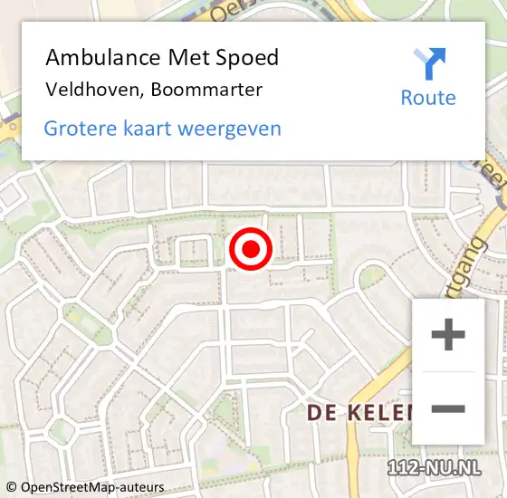 Locatie op kaart van de 112 melding: Ambulance Met Spoed Naar Veldhoven, Boommarter op 23 juli 2014 00:29