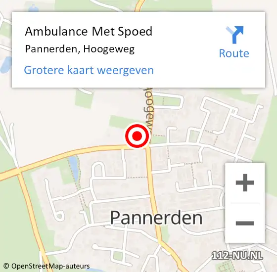 Locatie op kaart van de 112 melding: Ambulance Met Spoed Naar Pannerden, Hoogeweg op 12 juli 2022 13:16