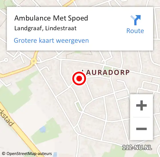 Locatie op kaart van de 112 melding: Ambulance Met Spoed Naar Landgraaf, Lindestraat op 23 juli 2014 00:32
