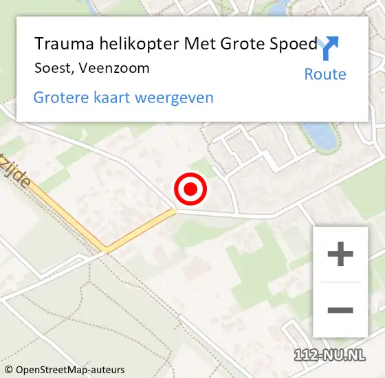 Locatie op kaart van de 112 melding: Trauma helikopter Met Grote Spoed Naar Soest, Veenzoom op 12 juli 2022 13:28