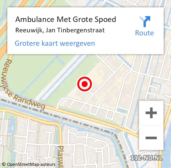 Locatie op kaart van de 112 melding: Ambulance Met Grote Spoed Naar Reeuwijk, Jan Tinbergenstraat op 12 juli 2022 13:34