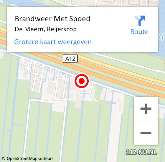 Locatie op kaart van de 112 melding: Brandweer Met Spoed Naar De Meern, Reijerscop op 12 juli 2022 13:54