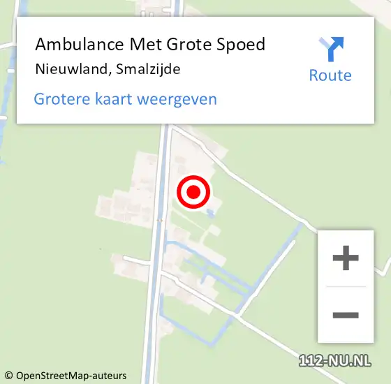 Locatie op kaart van de 112 melding: Ambulance Met Grote Spoed Naar Nieuwland, Smalzijde op 12 juli 2022 13:56