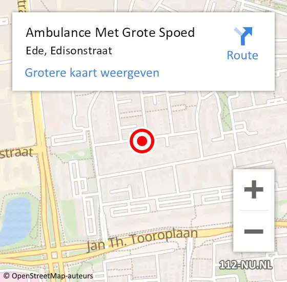 Locatie op kaart van de 112 melding: Ambulance Met Grote Spoed Naar Ede, Edisonstraat op 12 juli 2022 14:05