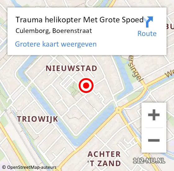 Locatie op kaart van de 112 melding: Trauma helikopter Met Grote Spoed Naar Culemborg, Boerenstraat op 12 juli 2022 14:15