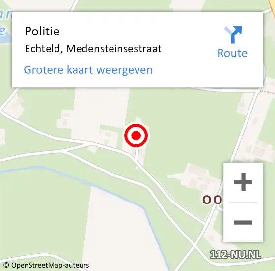 Locatie op kaart van de 112 melding: Politie Echteld, Medensteinsestraat op 12 juli 2022 14:16