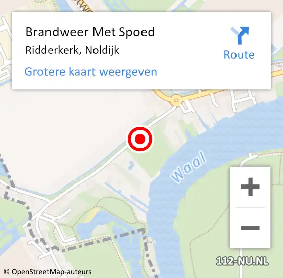 Locatie op kaart van de 112 melding: Brandweer Met Spoed Naar Ridderkerk, Noldijk op 12 juli 2022 14:22