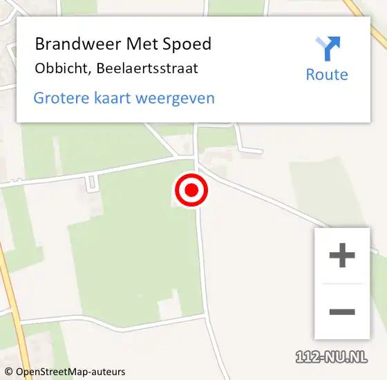 Locatie op kaart van de 112 melding: Brandweer Met Spoed Naar Obbicht, Beelaertsstraat op 12 juli 2022 14:37