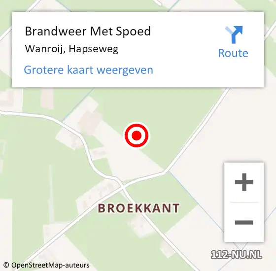 Locatie op kaart van de 112 melding: Brandweer Met Spoed Naar Wanroij, Hapseweg op 12 juli 2022 14:49