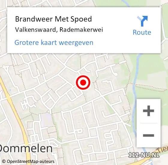 Locatie op kaart van de 112 melding: Brandweer Met Spoed Naar Valkenswaard, Rademakerwei op 12 juli 2022 14:56