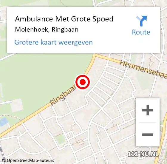 Locatie op kaart van de 112 melding: Ambulance Met Grote Spoed Naar Molenhoek, Ringbaan op 23 juli 2014 01:00