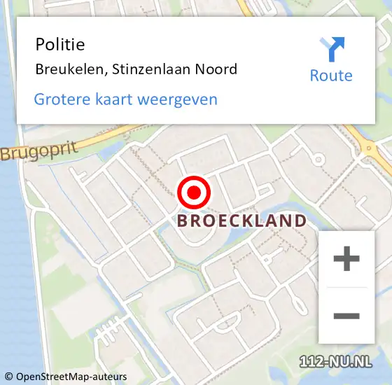 Locatie op kaart van de 112 melding: Politie Breukelen, Stinzenlaan Noord op 12 juli 2022 15:30