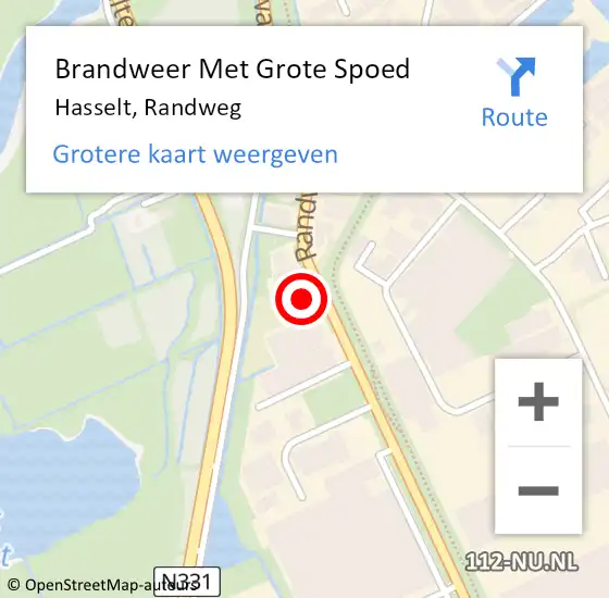 Locatie op kaart van de 112 melding: Brandweer Met Grote Spoed Naar Hasselt, Randweg op 12 juli 2022 15:36