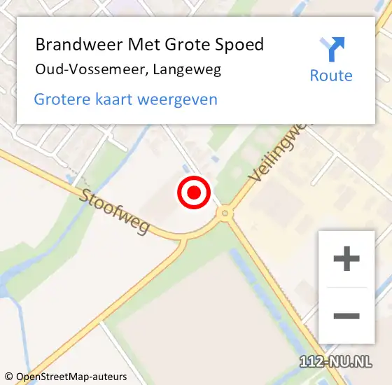 Locatie op kaart van de 112 melding: Brandweer Met Grote Spoed Naar Oud-Vossemeer, Langeweg op 12 juli 2022 15:41