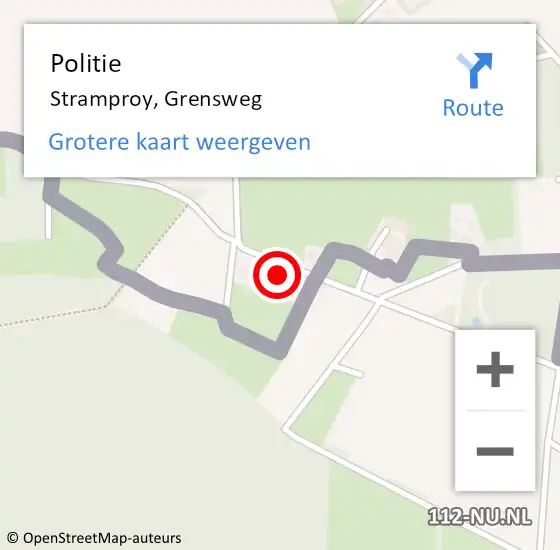 Locatie op kaart van de 112 melding: Politie Stramproy, Grensweg op 12 juli 2022 15:41