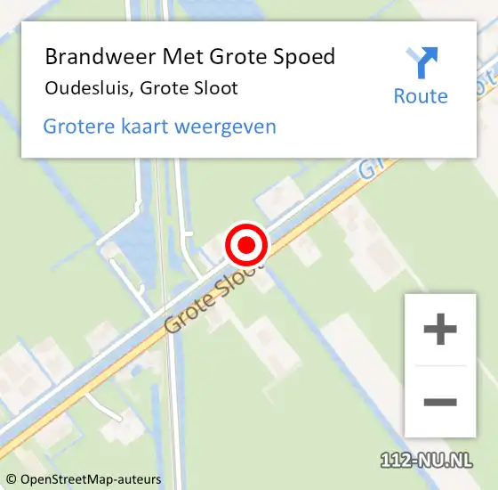 Locatie op kaart van de 112 melding: Brandweer Met Grote Spoed Naar Oudesluis, Grote Sloot op 9 oktober 2013 10:03