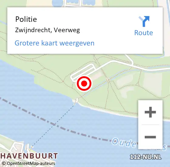 Locatie op kaart van de 112 melding: Politie Zwijndrecht, Veerweg op 12 juli 2022 16:02