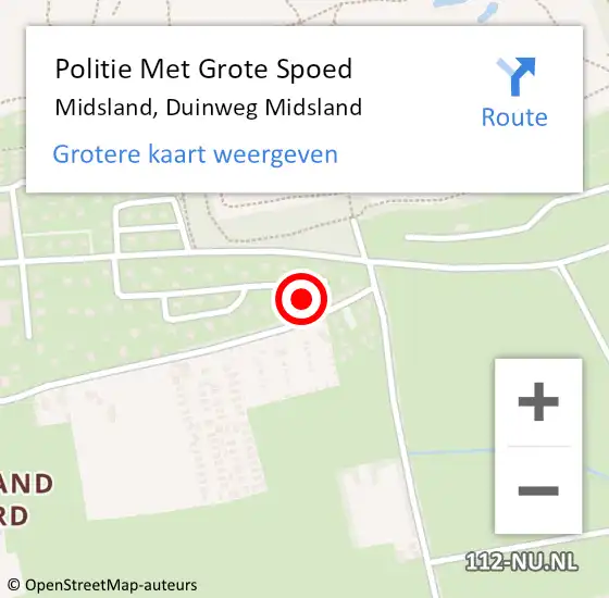 Locatie op kaart van de 112 melding: Politie Met Grote Spoed Naar Midsland, Duinweg Midsland op 12 juli 2022 16:11