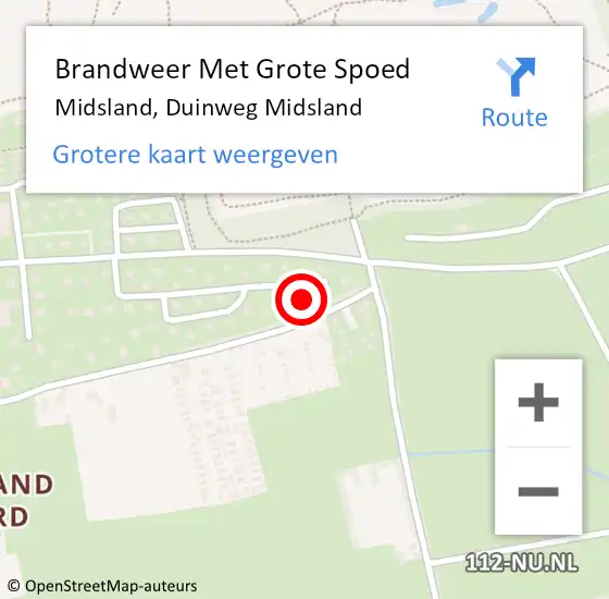 Locatie op kaart van de 112 melding: Brandweer Met Grote Spoed Naar Midsland, Duinweg Midsland op 12 juli 2022 16:11