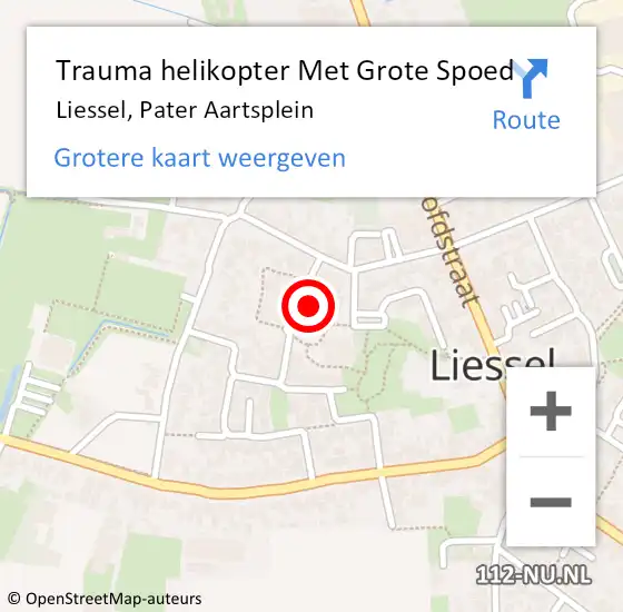 Locatie op kaart van de 112 melding: Trauma helikopter Met Grote Spoed Naar Liessel, Pater Aartsplein op 12 juli 2022 16:29