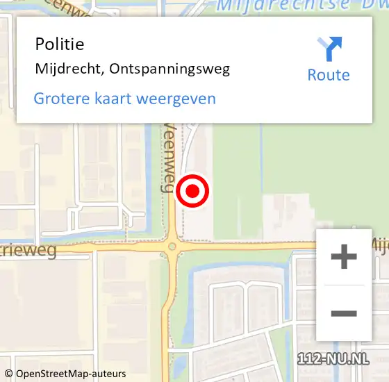 Locatie op kaart van de 112 melding: Politie Mijdrecht, Ontspanningsweg op 12 juli 2022 16:40