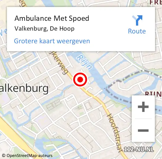 Locatie op kaart van de 112 melding: Ambulance Met Spoed Naar Valkenburg, De Hoop op 12 juli 2022 16:53