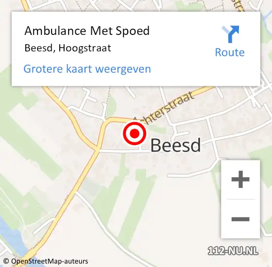 Locatie op kaart van de 112 melding: Ambulance Met Spoed Naar Beesd, Hoogstraat op 12 juli 2022 16:53