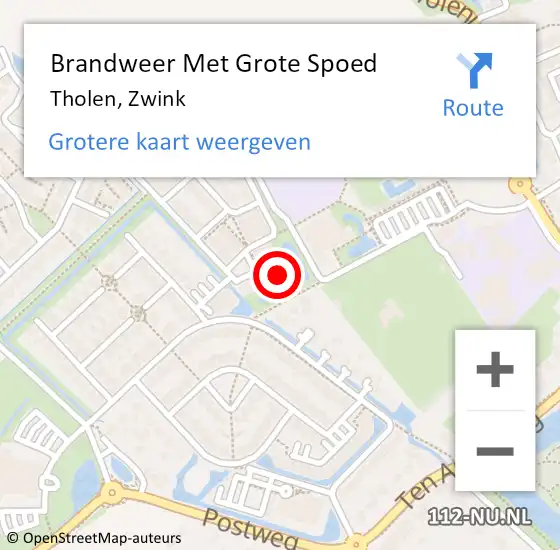 Locatie op kaart van de 112 melding: Brandweer Met Grote Spoed Naar Tholen, Zwink op 12 juli 2022 16:56