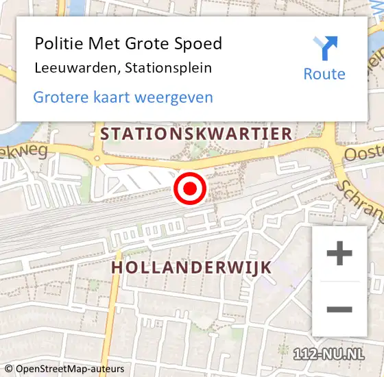 Locatie op kaart van de 112 melding: Politie Met Grote Spoed Naar Leeuwarden, Stationsplein op 12 juli 2022 17:19