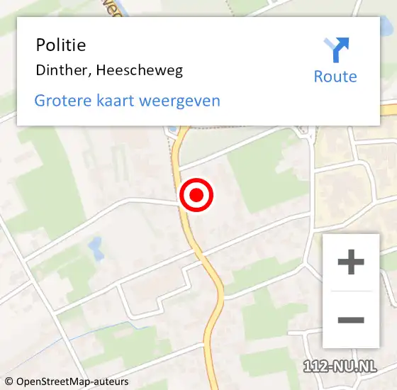 Locatie op kaart van de 112 melding: Politie Dinther, Heescheweg op 12 juli 2022 17:29