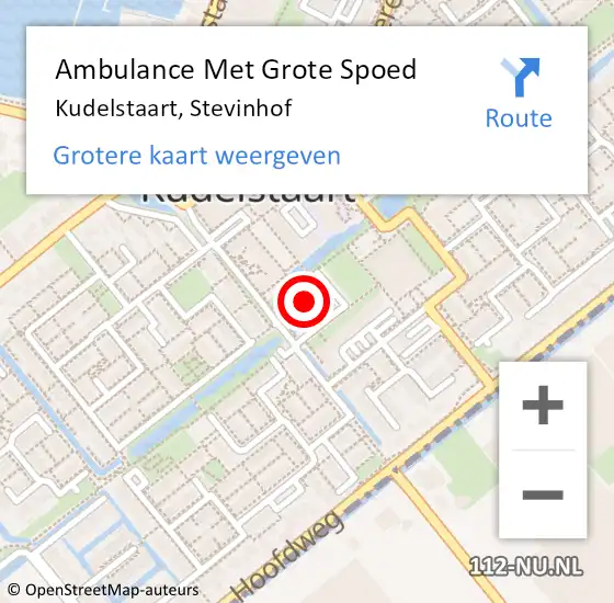 Locatie op kaart van de 112 melding: Ambulance Met Grote Spoed Naar Kudelstaart, Stevinhof op 12 juli 2022 17:31