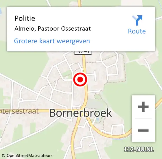Locatie op kaart van de 112 melding: Politie Almelo, Pastoor Ossestraat op 12 juli 2022 17:49