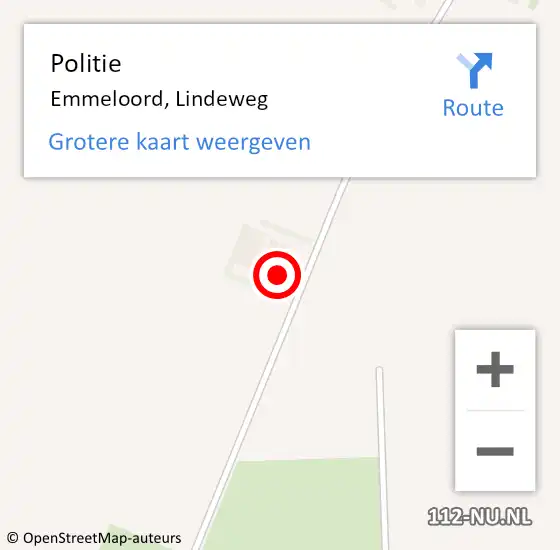 Locatie op kaart van de 112 melding: Politie Emmeloord, Lindeweg op 12 juli 2022 17:52