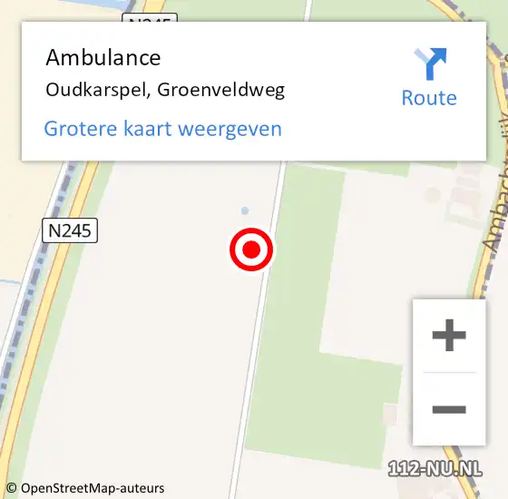 Locatie op kaart van de 112 melding: Ambulance Oudkarspel, Groenveldweg op 12 juli 2022 18:09