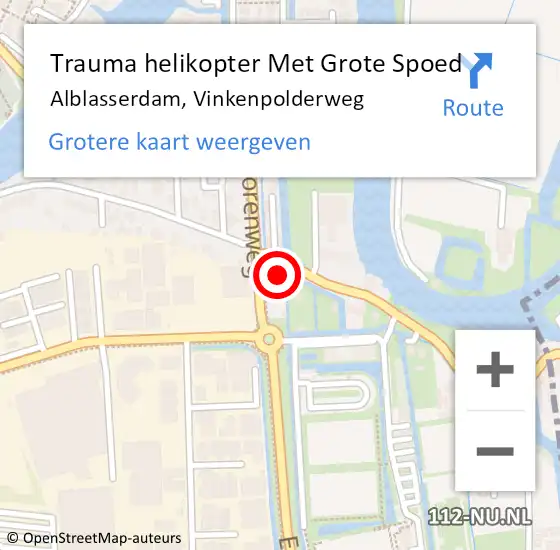 Locatie op kaart van de 112 melding: Trauma helikopter Met Grote Spoed Naar Alblasserdam, Vinkenpolderweg op 12 juli 2022 18:37