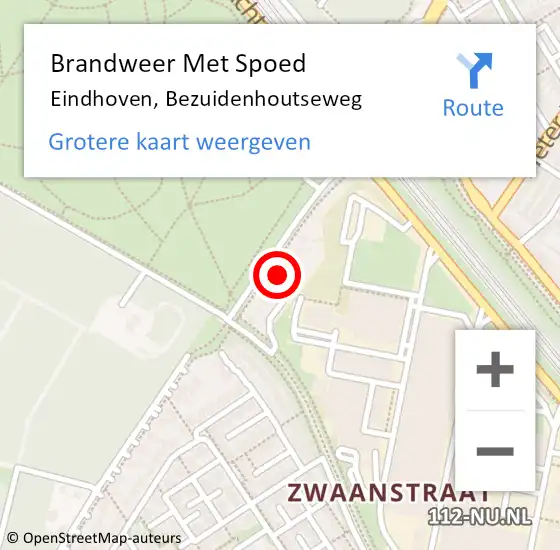Locatie op kaart van de 112 melding: Brandweer Met Spoed Naar Eindhoven, Bezuidenhoutseweg op 12 juli 2022 18:49