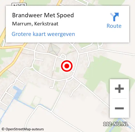 Locatie op kaart van de 112 melding: Brandweer Met Spoed Naar Marrum, Kerkstraat op 12 juli 2022 19:28