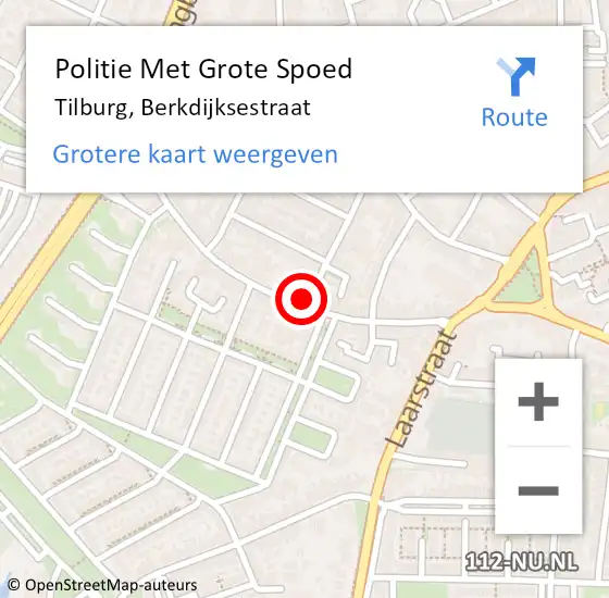 Locatie op kaart van de 112 melding: Politie Met Grote Spoed Naar Tilburg, Berkdijksestraat op 12 juli 2022 19:28