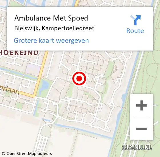 Locatie op kaart van de 112 melding: Ambulance Met Spoed Naar Bleiswijk, Kamperfoeliedreef op 12 juli 2022 19:35