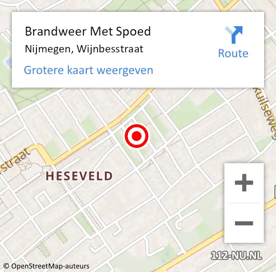Locatie op kaart van de 112 melding: Brandweer Met Spoed Naar Nijmegen, Wijnbesstraat op 12 juli 2022 19:36