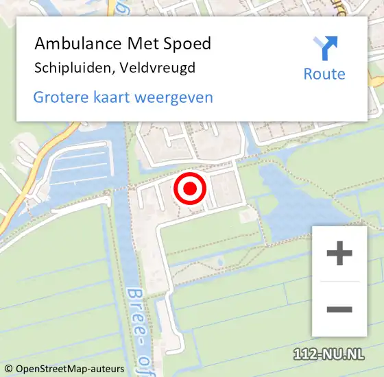 Locatie op kaart van de 112 melding: Ambulance Met Spoed Naar Schipluiden, Veldvreugd op 12 juli 2022 19:41