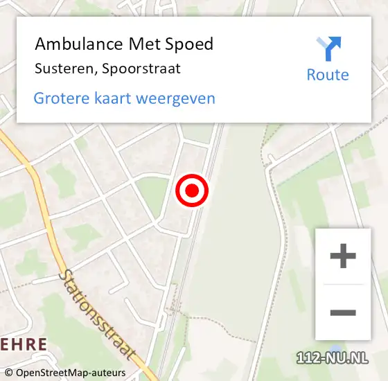 Locatie op kaart van de 112 melding: Ambulance Met Spoed Naar Susteren, Spoorstraat op 12 juli 2022 20:08