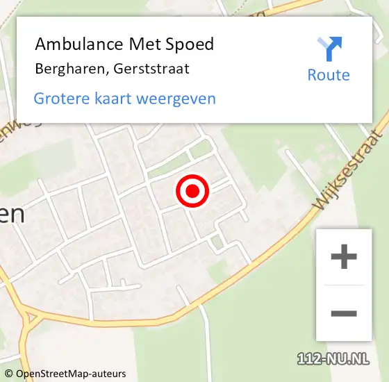 Locatie op kaart van de 112 melding: Ambulance Met Spoed Naar Bergharen, Gerststraat op 12 juli 2022 20:08