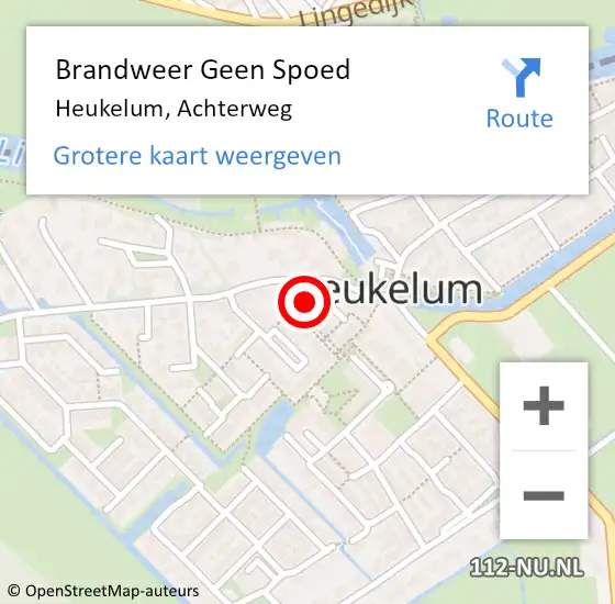 Locatie op kaart van de 112 melding: Brandweer Geen Spoed Naar Heukelum, Achterweg op 12 juli 2022 20:18